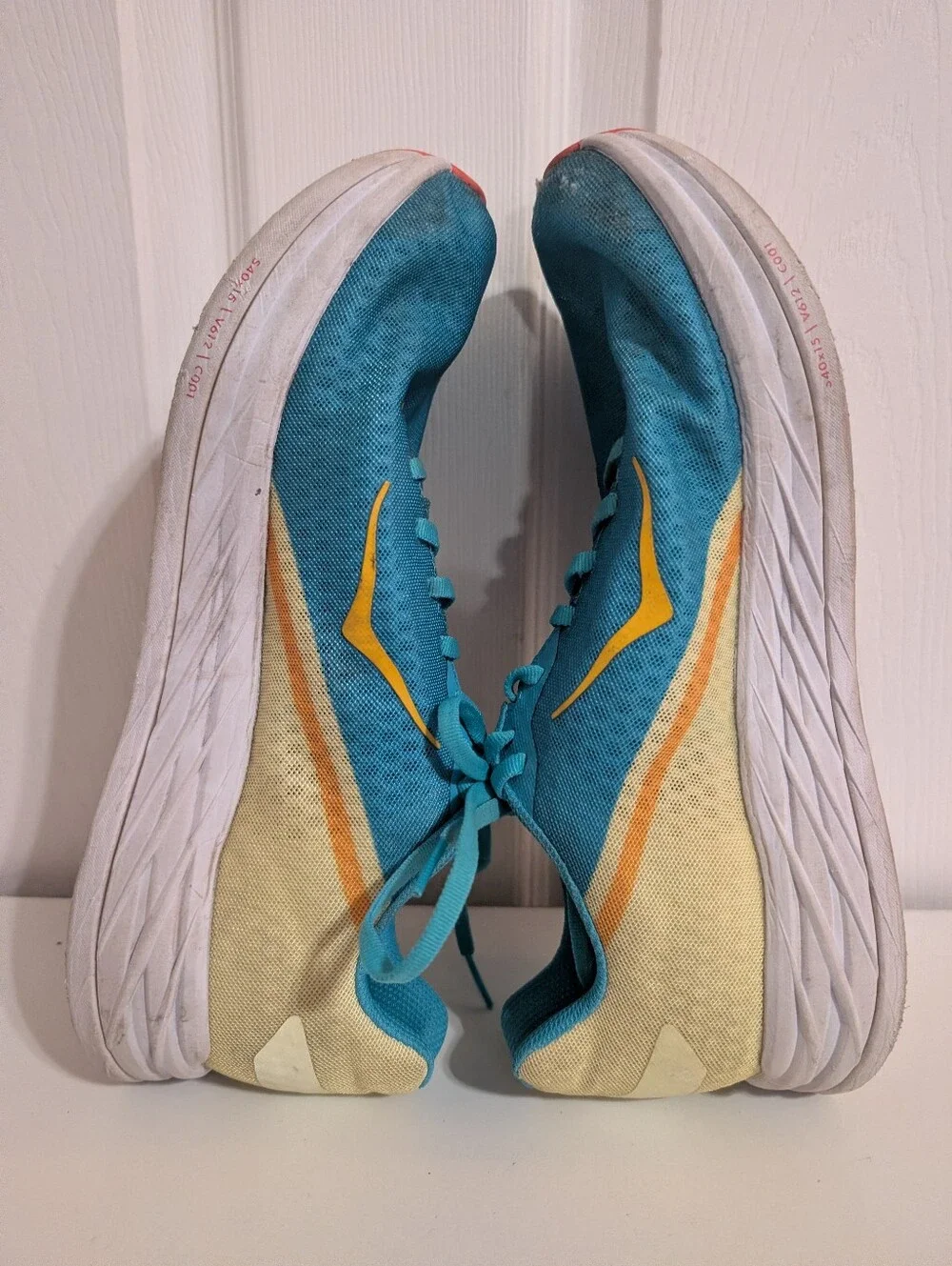 Hoka One One Rocket X Shoes Blue Yellow Sneakers Mens Size 10.5 Womens-11.5
